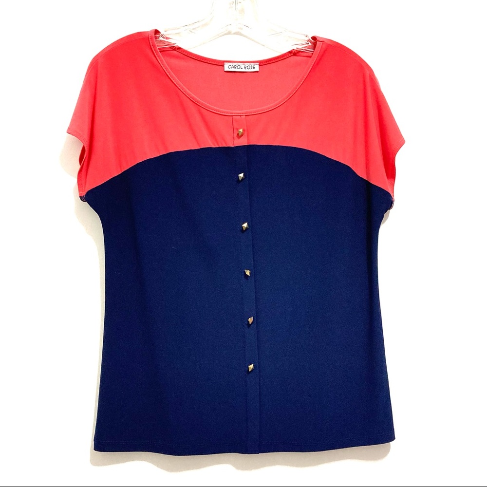 Carol Rose Women’s Colorblock Top Navy Blue/Pink